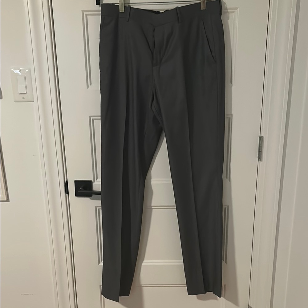 Gray Dress Pants with Straight Leg Design